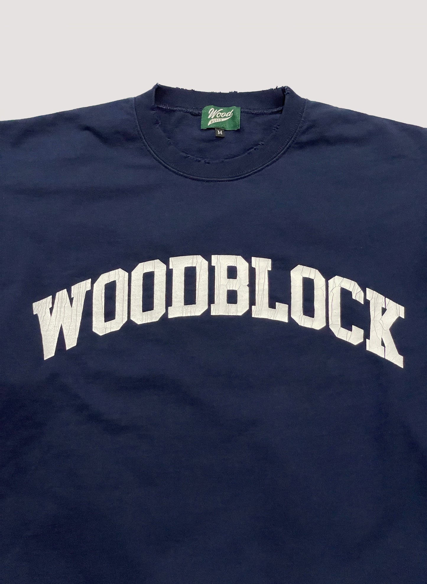 WOODBLOCK CUT OFF CREW NECK(23SS-006-NAVY)