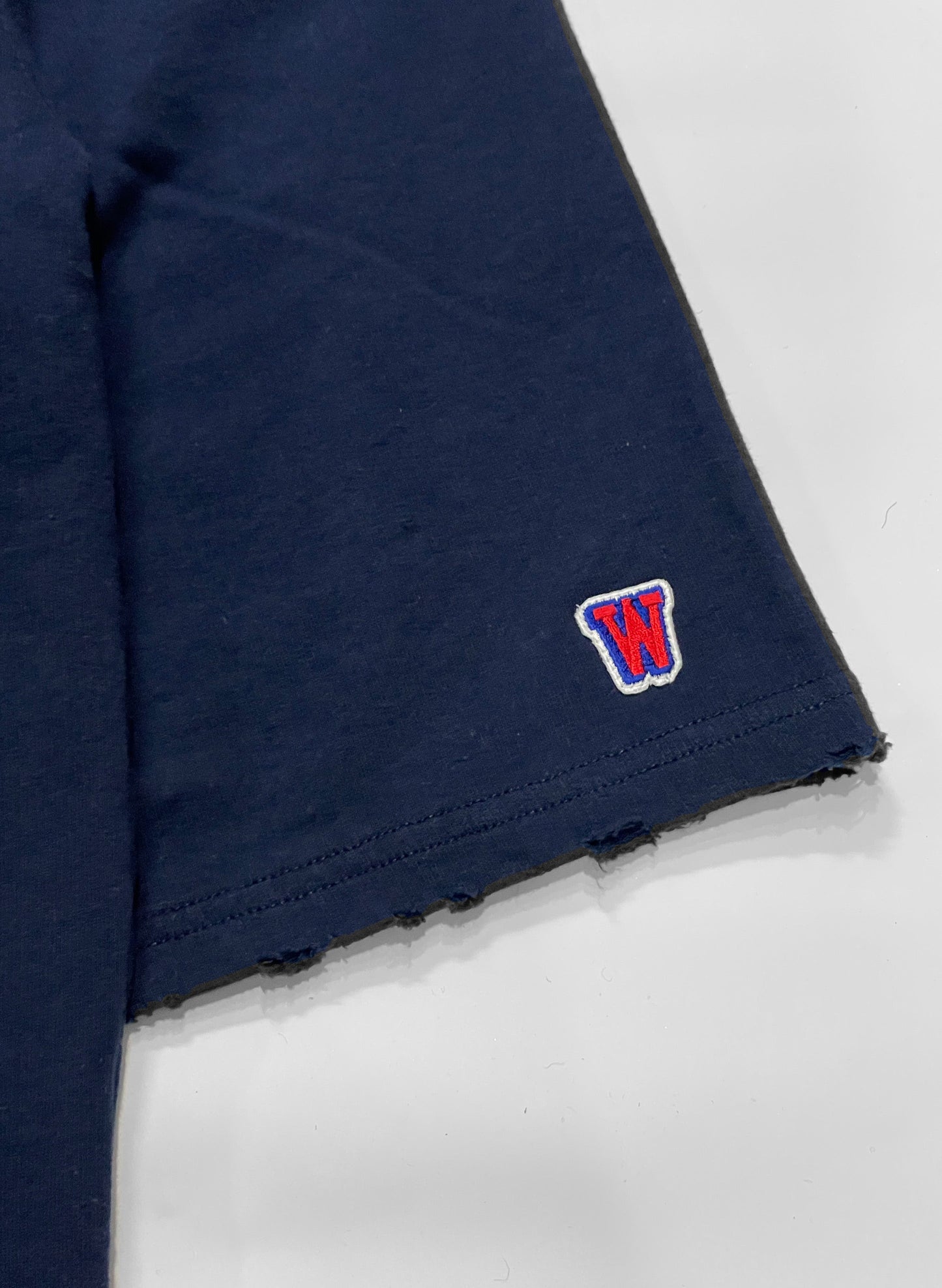 WOODBLOCK CUT OFF CREW NECK(23SS-006-NAVY)