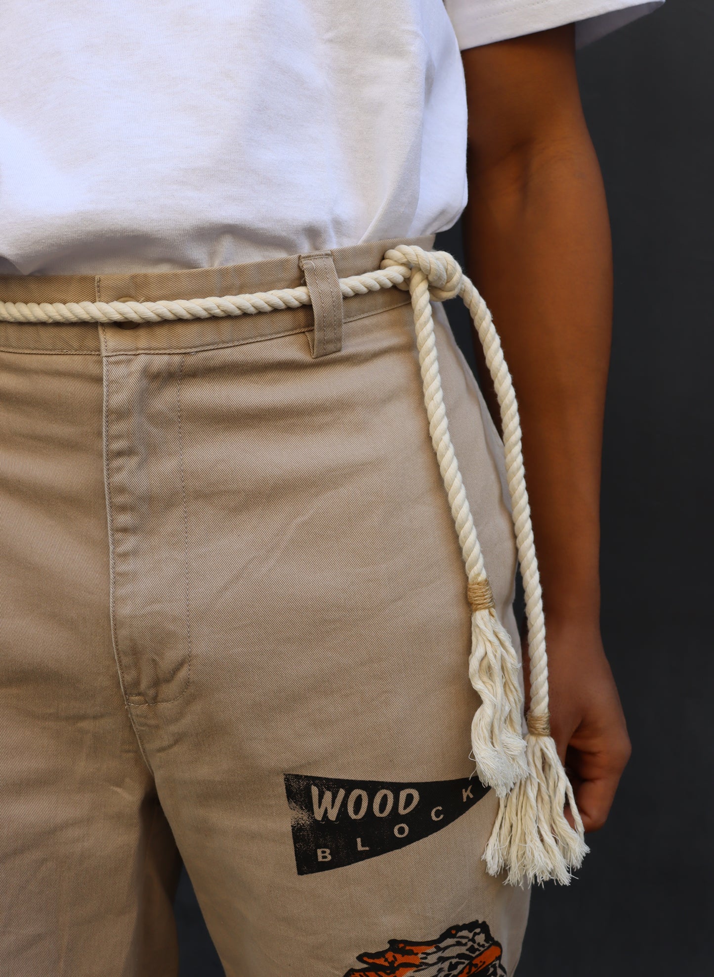 WOODBLOCK FRINGE ROPE BELT(23SS-003)