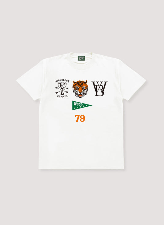 WOODBLOCK TIGER PENNANT T-SHIRT WHITE(WB-23SS-20)